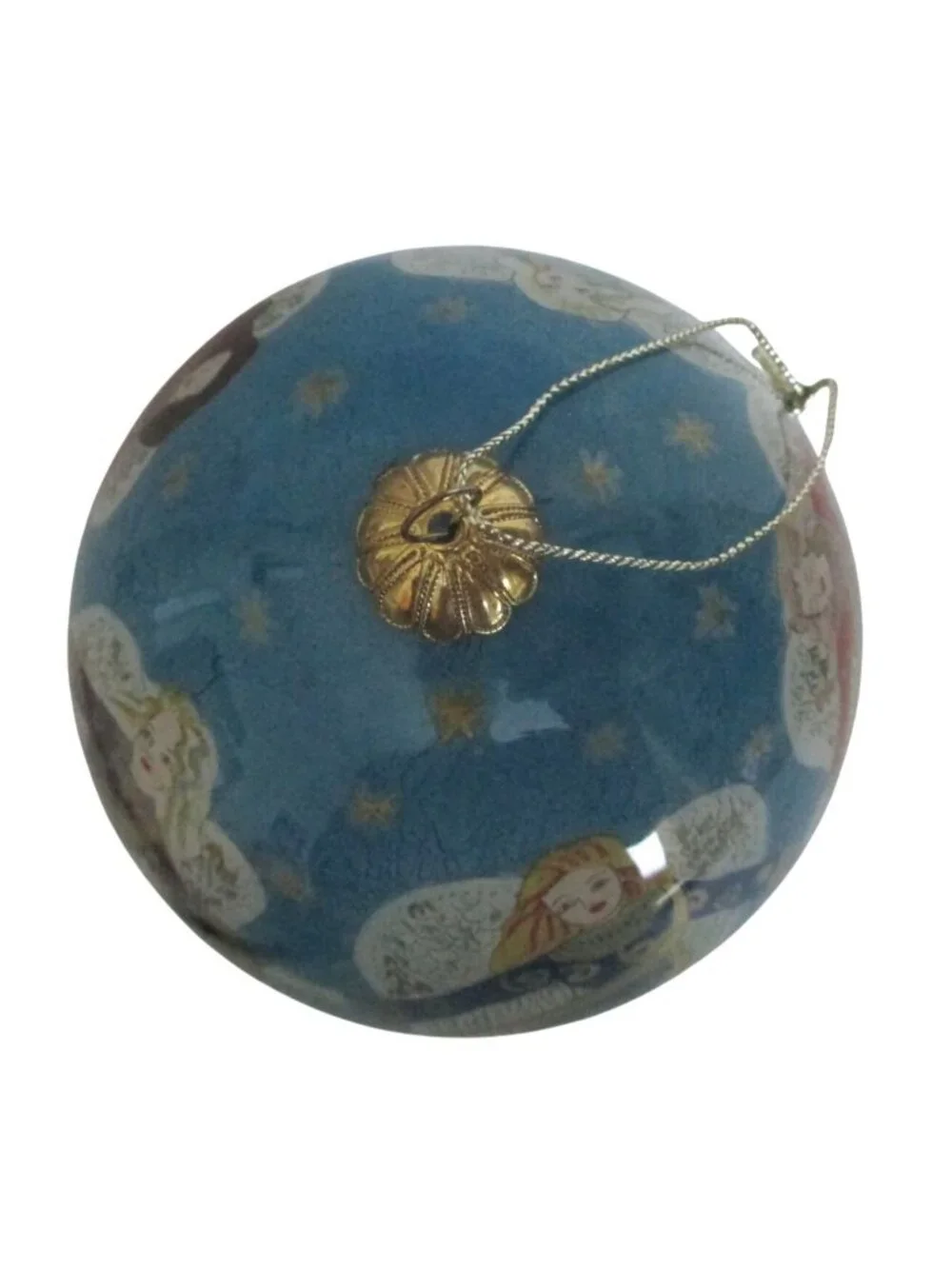 Li Bien 2001 5 Angels Christmas Ornament With Gold Accents & Blue Background
